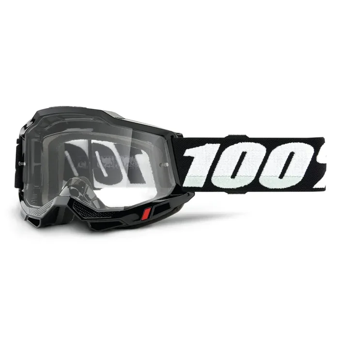100% Accuri 2 Goggles – Eyewear For Motocross & Mountain Biking – Goggles For Dirt Bikes, Motorcycles & Bike Sports – Black, Clear Lens