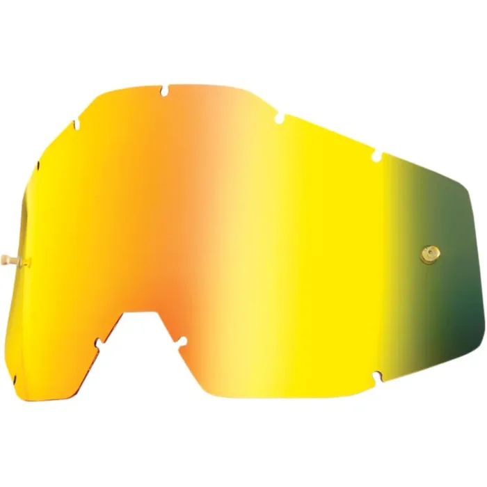 100% Goggle Replacement Lens – Racecraft 1, Accuri 1, Strata 1 Compatible (Anti-Fog-Gold Mirror/Smoke)