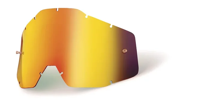 100% Goggle Replacement Lens – Racecraft 1, Accuri 1, Strata 1 Compatible (Anti-Fog-Red Mirror/Smoke)