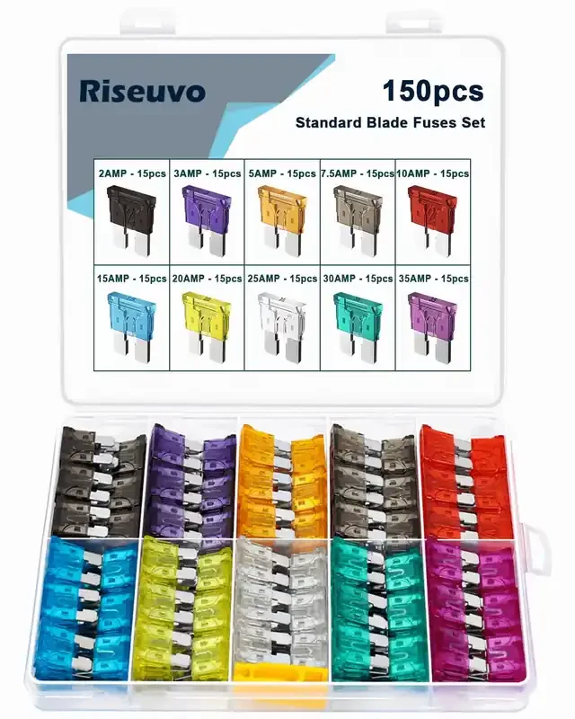 150Pcs Car Automotive Rv Standard Fuses – Auto Ato Blade Fuse Assortment Kit (2A 3A 5A 7.5A 10A 15A 20A 25A 30A 35A)