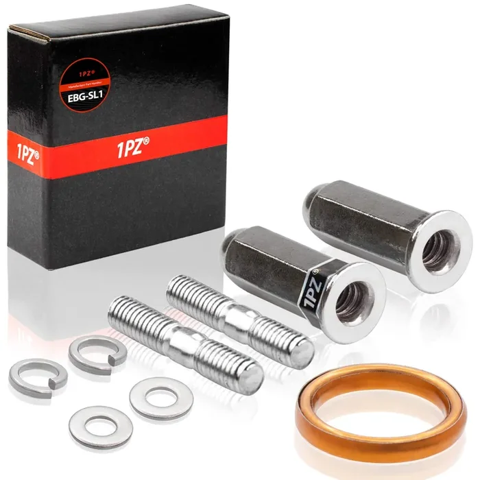 1Pz Ebg-Sl1 Exhaust Bolt And Gasket For Gy6 50 Cc 70Cc 90 Cc 110Cc 125 Cc 150Cc Scooters Atvs Go Karts Moped Quad 4 Wheeler Dune Buggy Sandrail Taotao Sunl Coolster Jonway Roketa (Silver)