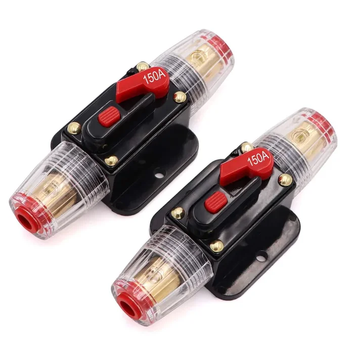 2 Pack 150A Inline 12 Volt Circuit Breaker With Manual Reset,Marine 150 Amp Inline Fuse For Car Audio, Stereo Switch And Solar I