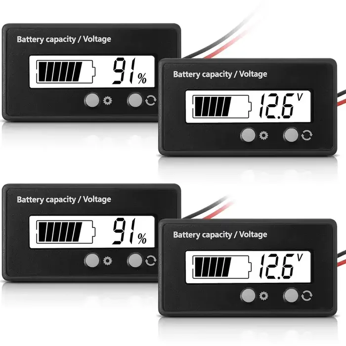 2 Pieces Dc 12V 24V 36V 48V 72V Battery Meter With Alarm, Front Setting And Switch Key, Battery Capacity Voltage Indicator Batte