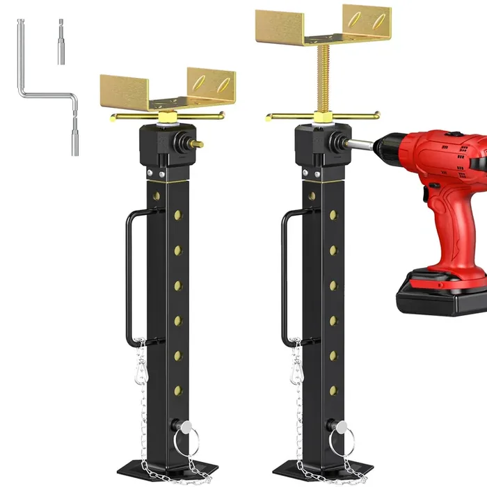 2024 Upgraded Rv Slide Out Supports Jacks Adjusted From 16‘ To 36‘ [Allow Drill Adjust] Heavy Duty Camper Stabilizer Jacks For Travel Trailer,Supports Up To 5,000 Lbs, 2 Pcs With Aluminum Gear Box
