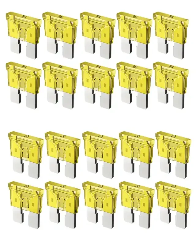 20Pcs 20A Standard Car Fuses – 20 Amp Automotive Fuses(Ato/Apr/Ats), 32V (12/24V) Blade Fuse For Rv/Truck/Suv