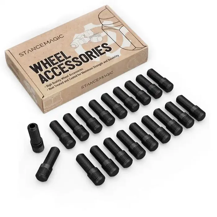 20Pcs Black Wheel Stud Conversion – 14X1.5 To 12X1.5, 50Mm Total Length, 32Mm Shank Length – Compatible With Audi Mercedes Volkswagen Cars (Ensure Vehicle Uses 14X1.5 Bolts) Screw Adapter