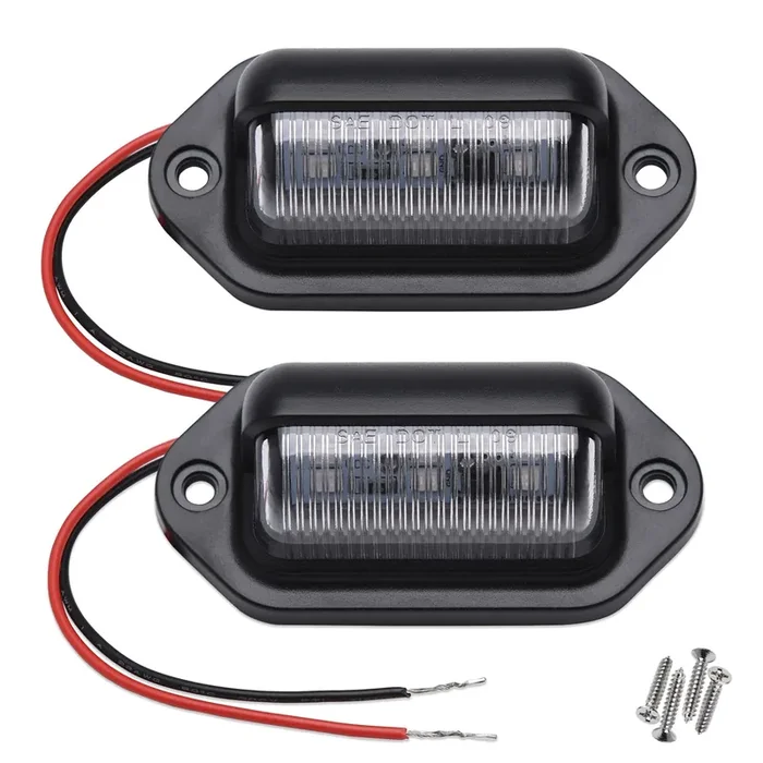 2Pcs Amber Yellow Led License Plate Light, 12V-24V Dc Waterproof 6-Smd License Plate Lamp Taillight, For Truck Suv Trailer Van R