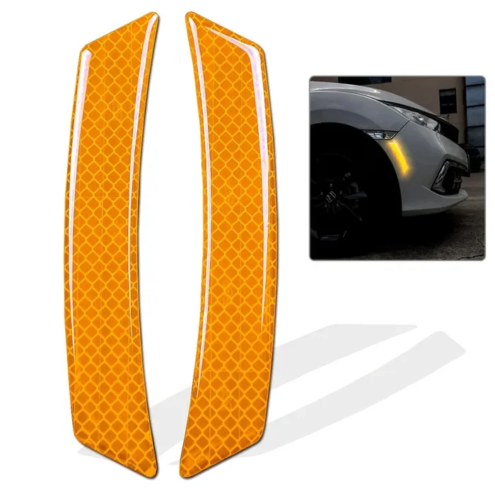 2Pcs Car Reflective Trim Side Marker Stickers,Automotive Exterior Accessories Reflector Guard For Car Suv Pickup Truck Wheel Well Arch Or Side Bumper Fenders,Car Outdoor Safety Reflective Strips