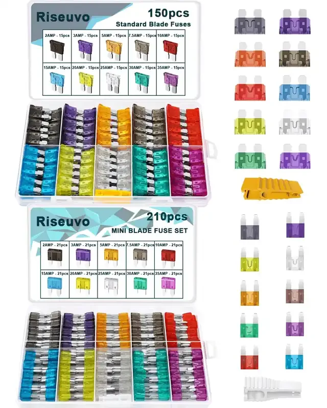 360Pcs Car Blade Fuses Assortment Kit – Rv Automotive Fuses, Standard & Mini (2A/ 3A/ 5A/ 7.5A/ 10A/ 15A/ 20A/ 25A/ 30A/ 35A), A