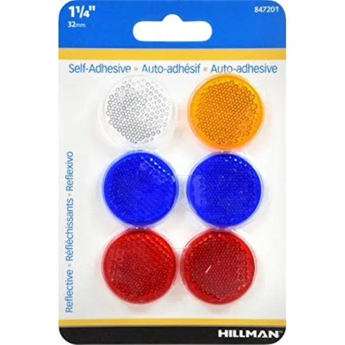 5028837 Reflectors Astd 1.25‘‘‘‘ 6Pk Hillman 1.25 In. Round Assorted Reflectors 6 Pk (Pack Of 12)