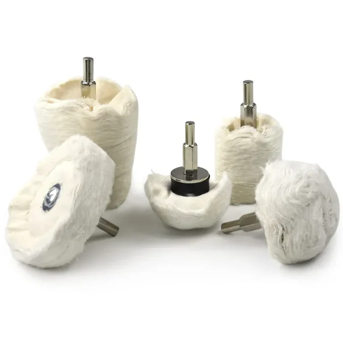 5Pcs Buffing Wheel For Drill, Flannelette Polishing Wheels Mixed Polish Head Kit With 1/4‘‘ Shaft For Car Wheel Aluminum Stainle