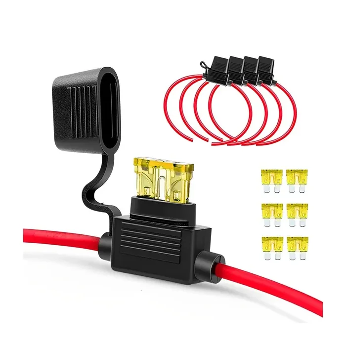 5Pcs Inline Fuse Holder, 10/12/14 Awg Gauge Copper Wire, Waterproof Atc/Ato Blade Fuse, Automotive Accessories Universal For Car, Truck, Atv, Boat, Motorbike, Marine (14Agw)