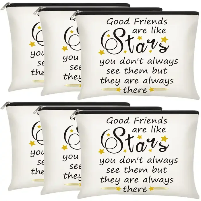 6 Pieces Friendship Cosmetic Bag Makeup Side Bag Girls Weekend Gifts Friends Makeup Bag For Christmas Friendship Present Travel