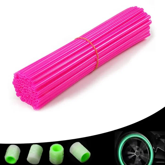 72 Pcs Dirt Bike Spoke Skins Spoke Covers 8‘-21‘ Spoke Rims Protector For Pit Bike Motorcycle Bicycle Wheelchair-Pink