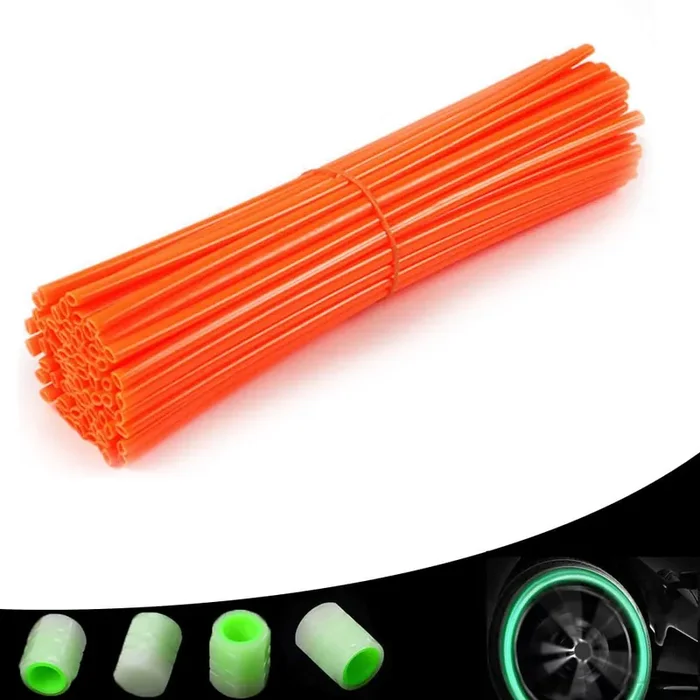 72 Pcs Dirt Bike Spoke Skins Spoke Covers 8‘-21‘ Spoke Rims Protector For Pit Bike Motorcycle Bicycle Wheelchair-Orange