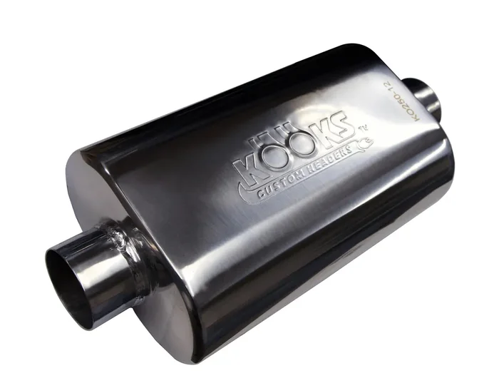 884499xx Kooks Headers KOO-KO250-12 Stainless Steel Polished Oval Muffler 4 x 8 x 12 Inch Long with 2.5 inch Center Entrance/Exit