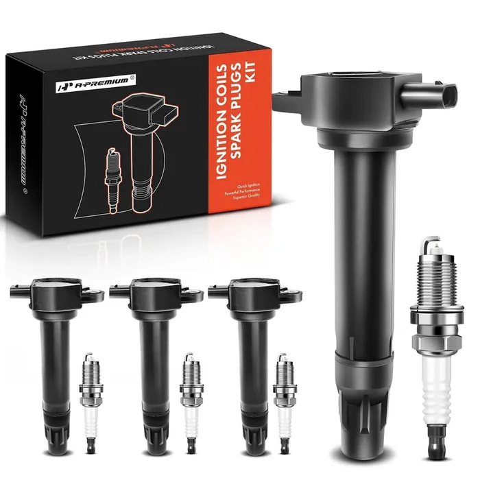 A-Premium Set Of 4 Ignition Coil Pack And Iridium Spark Plugs Compatible With Jeep Compass 2007-2017 Patriot & Dodge Journey Avenger Caliber & Chrysler 200 Sebring