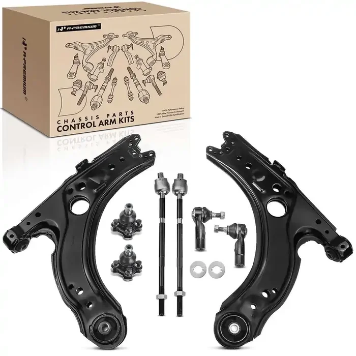 A-Premium Set Of 8, Front Lower Control Arm, Lower Ball Joint, Inner Outer Tie Rod End, Compatible With Volkswagen Jetta 1999-20