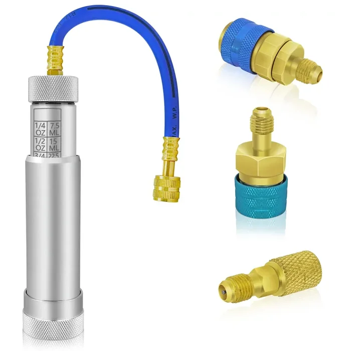Ac Dye Oil Injector Backflow Prevent Kit, Hvac Dye Oil Injector With R134A Snap Quick Coupler, R1234Yf Low Side Quick Coupler, R