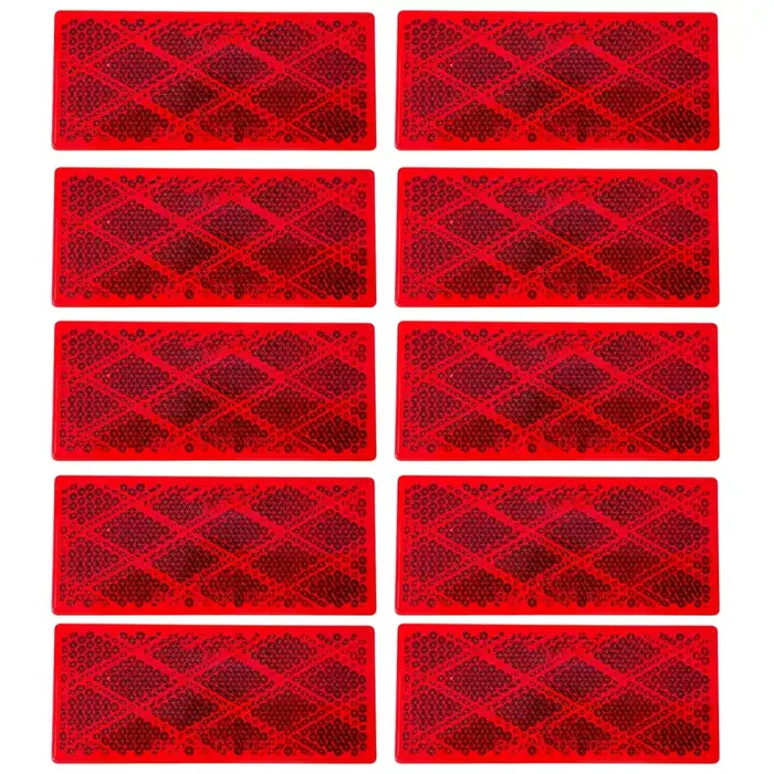 All Star Truck Parts] 10X Red Class A 80Mm X 35Mm 3.14‘ X 1.4‘ Rectangular Reflector Strong Stick-On 10 Pack For Trailers Trucks Automobiles Mail Boxes Boats Suv‘S Rv‘S Bike Industrial Applications