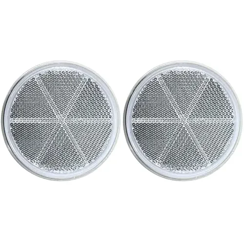 [All Star Truck Parts] Class A 3‘ Round Reflector Strong Stick-On – Red/Amber For Trailers, Trucks, Automobiles, Mail Boxes, Boats, Suv‘S, Rv‘S, Industrial Applications (2X White)