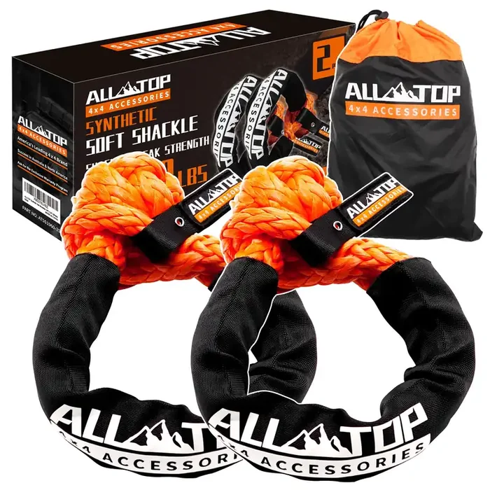 All-Top Synthetic Soft Shackle Rope 3/4In X 24In (66200Lbs Max Break) Uhmwpe Recovery Tow Shackles For Offroad 4X4 Vehicles, 2 P