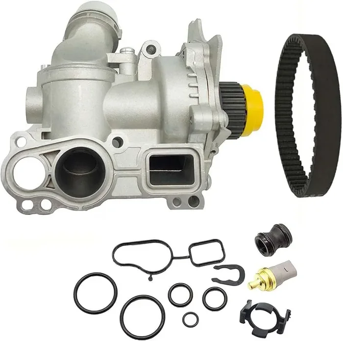 Aluminum Water Pump With Belt Compatible With For Audi A3 A4 Tt For Vw Tiguan Jetta Golf Gti Eos Beetle Cc 2.0T Tsi 06H121026Ab, 06H121026Ae, 1312460, 06H121026Af