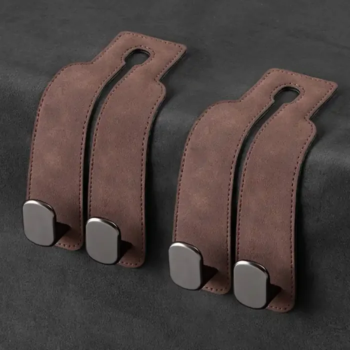 Amelity Car Hooks For Purses And Bags, Headrest Hooks For Car, Purse Hook For Car, 2 In 1 Car Seat Hooks For Headrest (Brown – 2