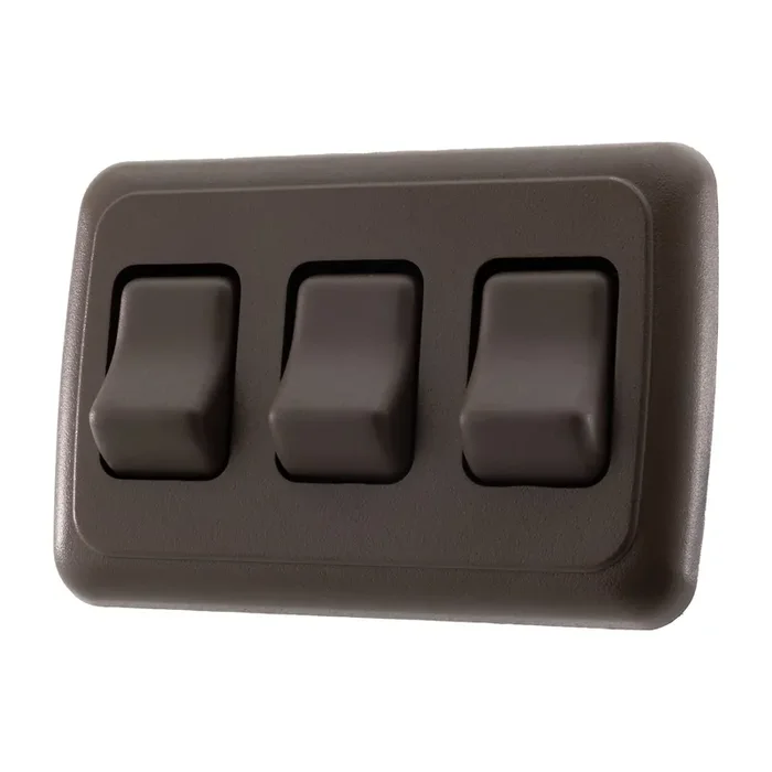 American Technology Components Triple Spst On-Off Switch With Bezel, 12-Volt, For Rv, Trailer, Camper (Brown)