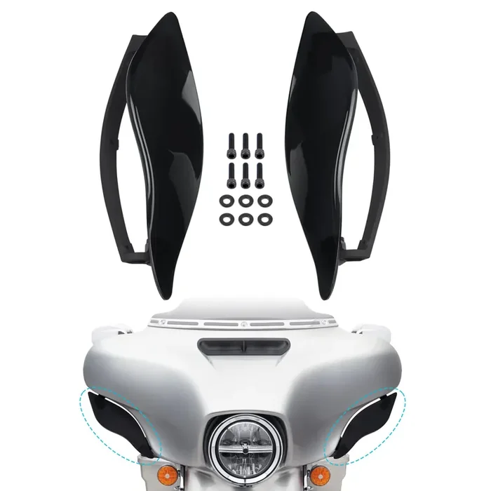 Anonemoto Black Adjustable Wind Deflectors Upper Fairing Air Deflectors Compatible For Harley Davidson 2014-2024 Street Glide Electra Glide Ultra Limited Tri Glide Cvo Fairing Side Wing Windshield