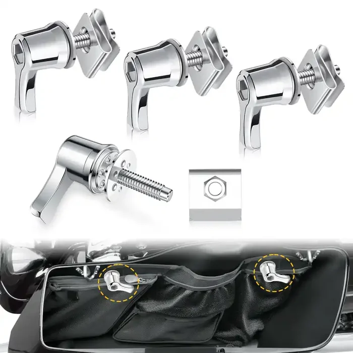 Anonemoto Saddlebag Locks Fastener Bolt, Saddle Bag Bolts Mounting Security Hardware Theft Deterrent Locks Fit For Harley 1992-2024 Touring Softail Road Glide Street Glide Chrome