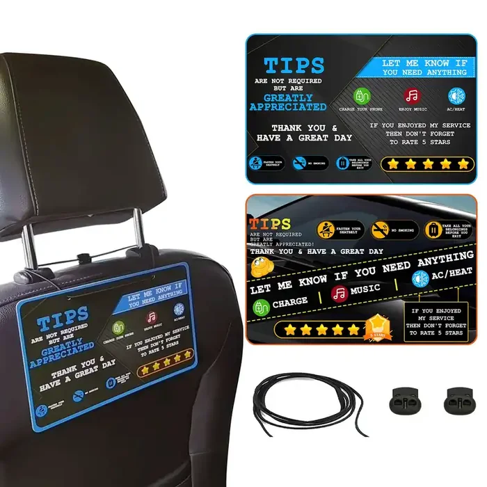 Aolamegs Rideshare Accessories Rating 5 Starstippingtips Sign Perfect Accessory For Taxi Rating Appreciation Signs 9 * 6‘‘ (2 Pa