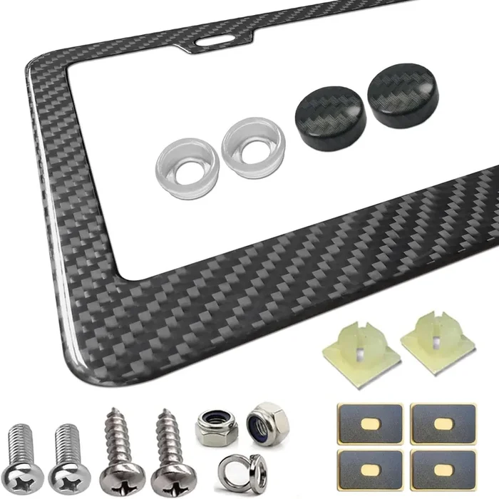 Aootf Carbon Fiber License Plate Frame- Handcrafted Of 100% Real Carbon Fiber Cloth Wrap Stainless Steel Frame Rustproof Licen
