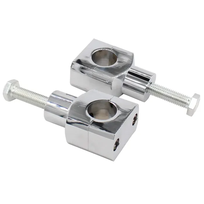 Applianpar Chrome Motorcycle 1 Inch Handlebar Risers Round Bar Mount Clamp For Honda For Kawasaki For Suzuki For Yamaha Sliver Pack Of 2