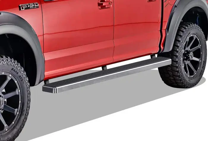 Aps (304 Stainless Steel Polished Silver 5-Inch) Running Boards Nerf Bar Compatible With Ford F150 2015-2025 Supercrew Cab & F150 Lightning 2022-2025 & F-250 F-350 Super Duty 2017-2025 Crew Cab