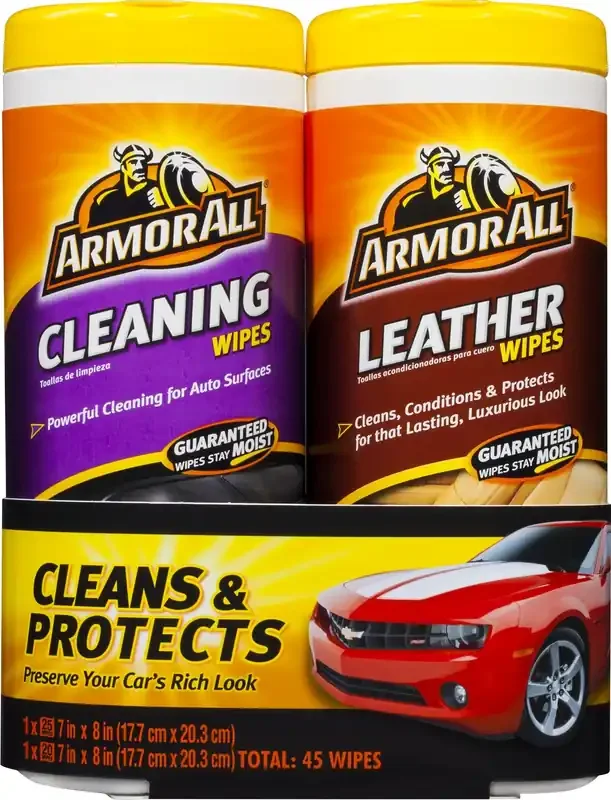 Armor All Car Cleaning And Leather Wipes – Interior Cleaner For Cars & Truck & Motorcycle, 25/20 Count (Pack Of 2), 18761