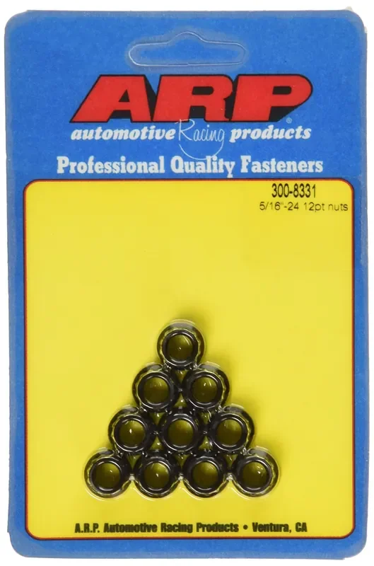 Arp 3008331 Stainless Steel 12-Point Nuts, Package Of 10, With 5/16 – 24 Thread Size And 3/8 Socket Size