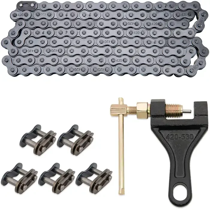 Asdfght 420 Motorcycle Chain – Heavy Duty 420 Chain 132 Links With Chain Breaker – Ideal For 110Cc 125Cc Atv Dirt Bike Mini Bike Scooter Quad And More