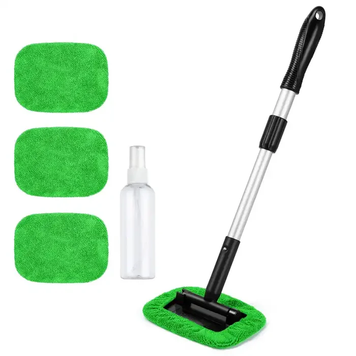 Astroai Windshield Cleaner, Microfiber Car Window Cleaner With 4 Reusable And Washable Microfiber Pads And Extendable Handle Aut