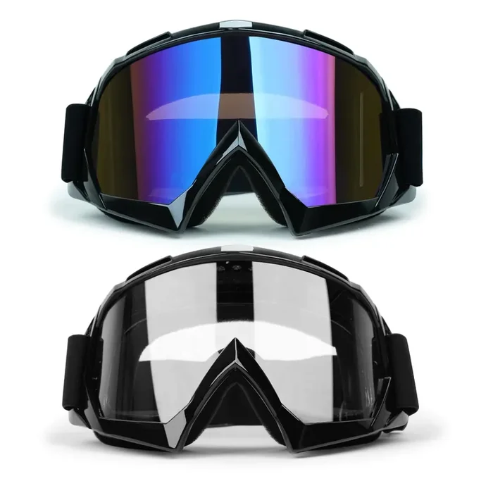 Atv Goggles Dirt Bike Goggles 2-Pack Motorcycle Motocross Goggles For Men Women Mx Riding Goggles Utv Helmet Goggles Offroad Goggles Uv400 Anti-Scratch Fog Dustproof For Adults Youth Kids(Color+Clear)