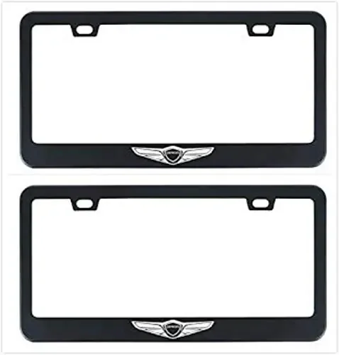 Auggies Black Genesis Sport Coupe 4 Door Black Stainless Steel License Plate Frame Cover Holder Rust Free With Caps And Screws (