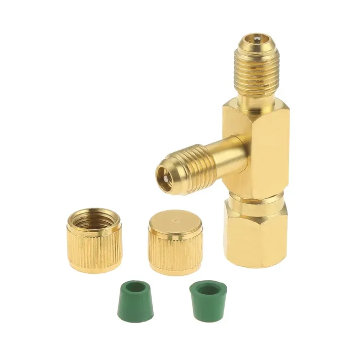 Aupoko Quick Coupler Access Tee, 1/4‘‘ Valves Core Tee Adapter With Swivel Connector, Fits For Gauge Deep Vacuum Pump Manifold