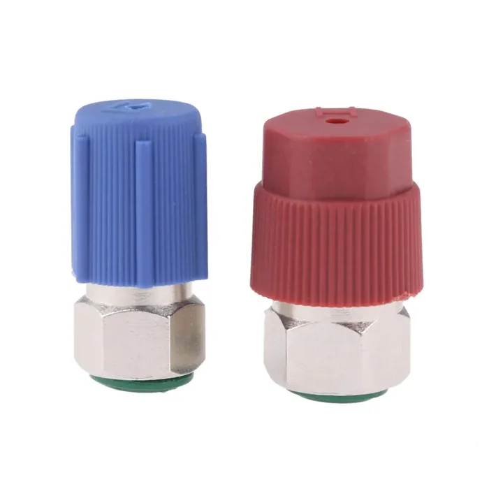 Aupoko R12 to R134A Conversion Adapter – High/Low Fitting Retrofit, 1/4″ to 7/16″-20 UNF, Red, Plastic (2 Pcs