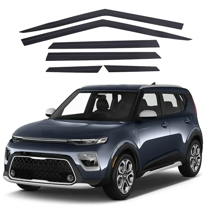 Autoclover Tape-On Rain Guards Window Visors 6 Pcs Set For Kia Soul 2020 2021 2022 2023 2024 / Window Deflectors, Out-Channel Ve
