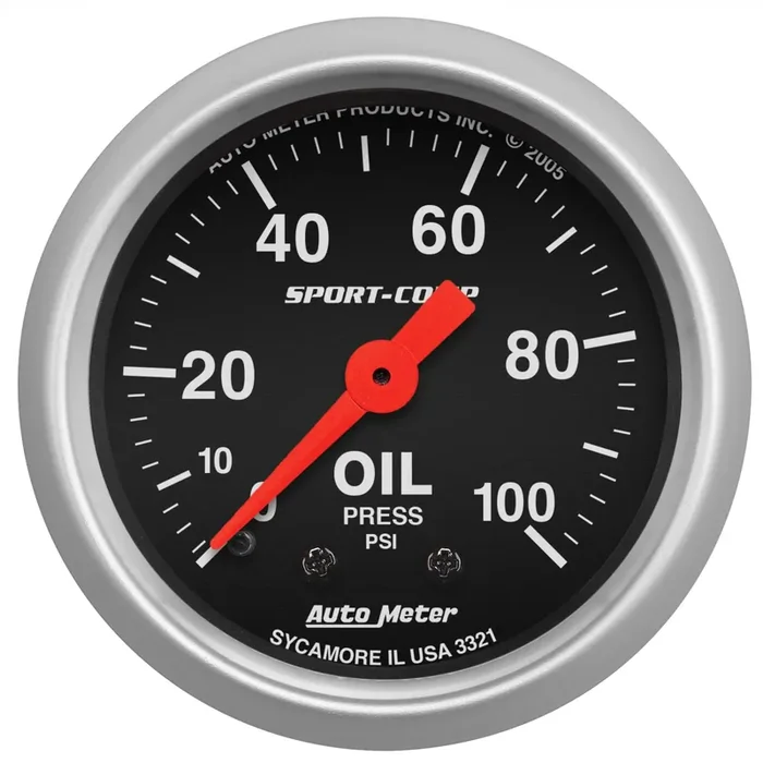 Autometer Sport Comp 2-1/16″ Mechanical 0-100psi Oil Pressure