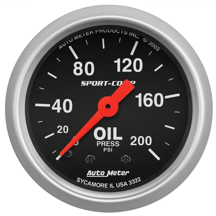 Autometer Sport Comp 2-1/16″ Mechanical 0-200psi Oil Pressure