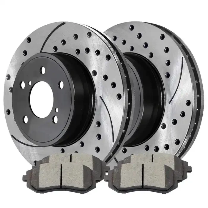 Autoshack Black Hat Drilled And Slotted Brake Rotors With Ceramic Pads Front Brake Rotor Replacement Kit For Subaru Impreza Baja Wrx 2005-2012 Outback 2006-2012 Legacy 2009-2010 Forester Brkpkg0821