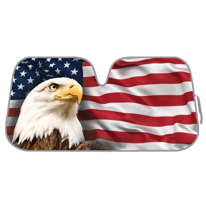 Bdk Usa Patriotic Eagle American Flag Sun Visor For Car Windshield Cover – Truck Window Shade 4Th Of July Car Flag Sun Visor For