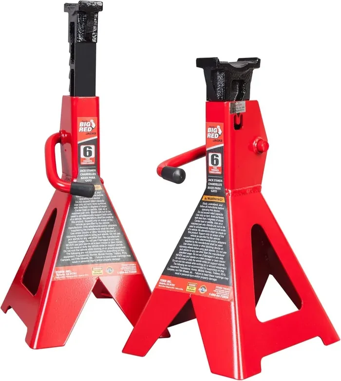Big Red At46002R Torin Steel Jack Stands 6 Ton (12,000 Lb) Capacity, Red, 1 Pair