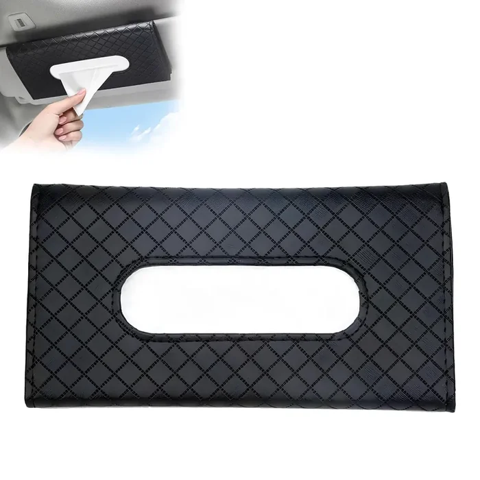 Bipros Car Tissue Holder – Tissue Holder For Car,Car Napkin Holder,Napkin Holder For Car,Car Visor Tissue Dispenser,Leather Back